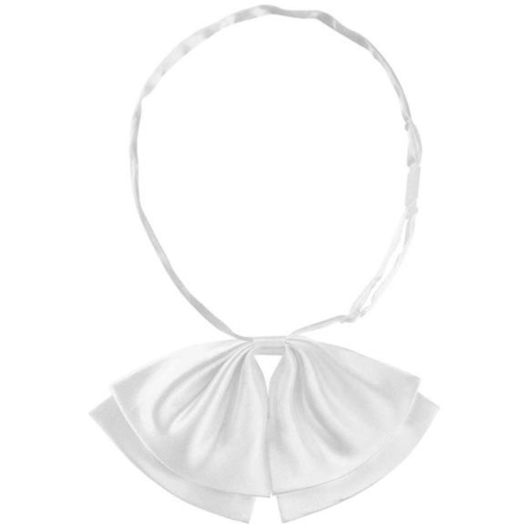 WOMEN'S Pre-Tied Neckties Bowknot Solid Adjustable Casual Uniform Bowtie White - Picture 1 of 5